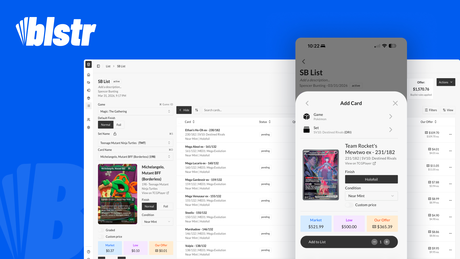blstr marketing preview showing desktop and mobile app views